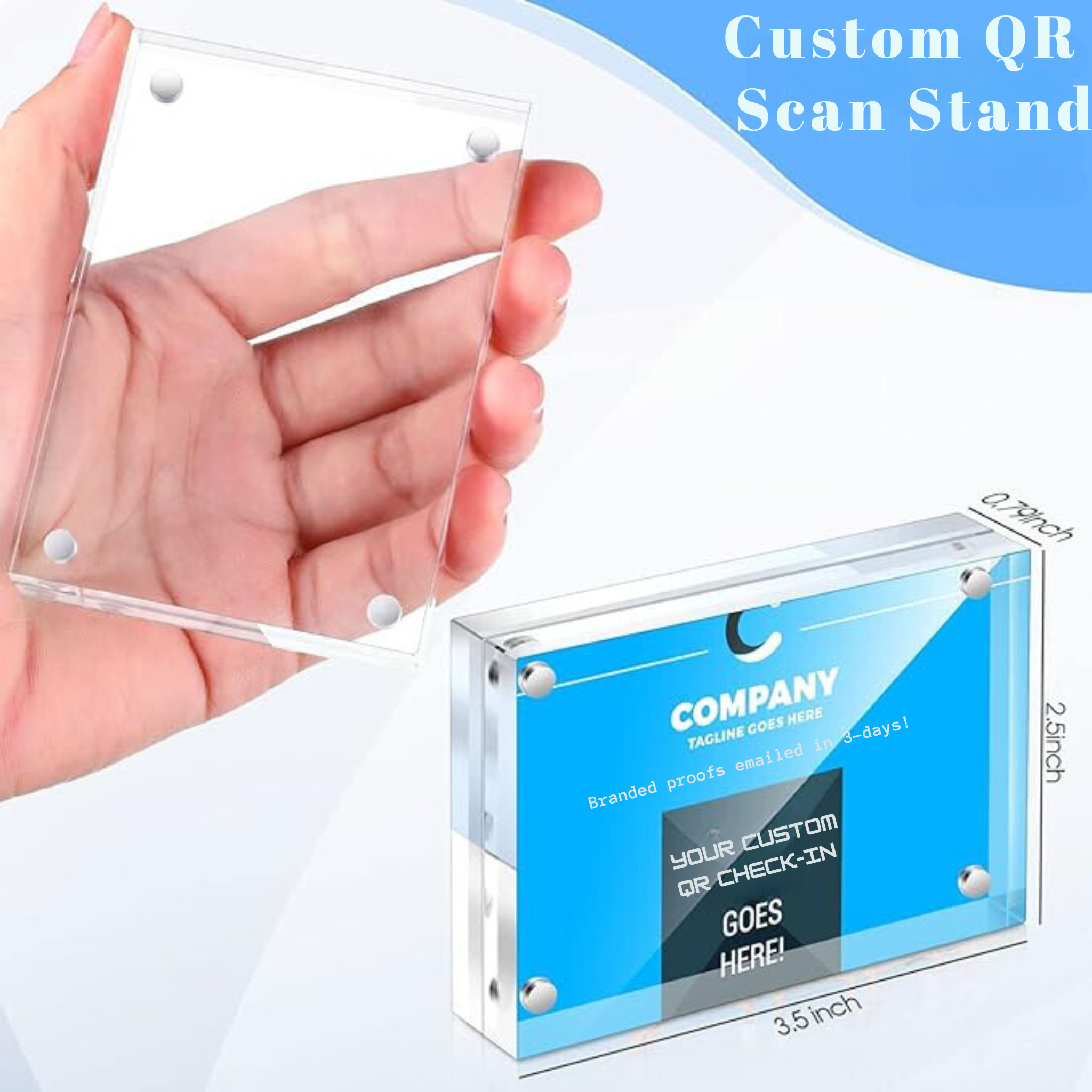 Magnetic QR Acrylic Custom Check-ins Scan Stands, 12 or 30 Pack, 2.5x3 ...
