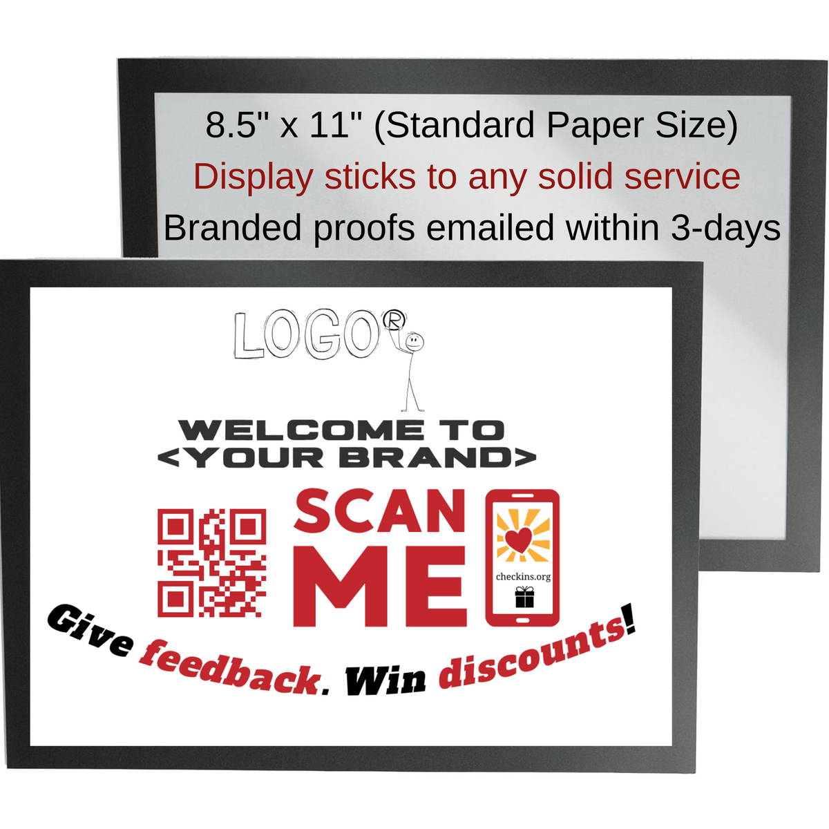 Magnetic NFC/QR Custom Check-ins Sign Holder Wall Mount, 6 or 12 Pack ...