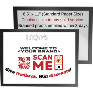 Magnetic NFC/QR Custom Check-ins Sign Holder Wall Mount, 6 or 12 Pack, Self-Adhesive Plastic 8.5x11 Inch Display, Clear PVC Sign Holder with Magnet Strip Border for Window/Door/Hall/Stall/Wall (Black or Silver)